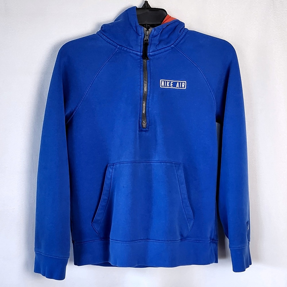 Nike Air Pullover Hoodie Sweatshirt Boys Large Half Zip Blue Red